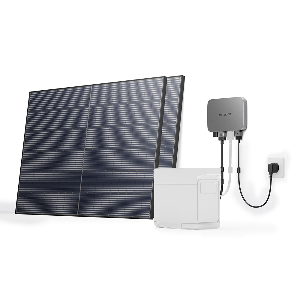 EcoFlow PowerStream Balkonkraftwerk Set (1x 600W Mikrowechselrichter und 2x 400W Starres Solarpanel)